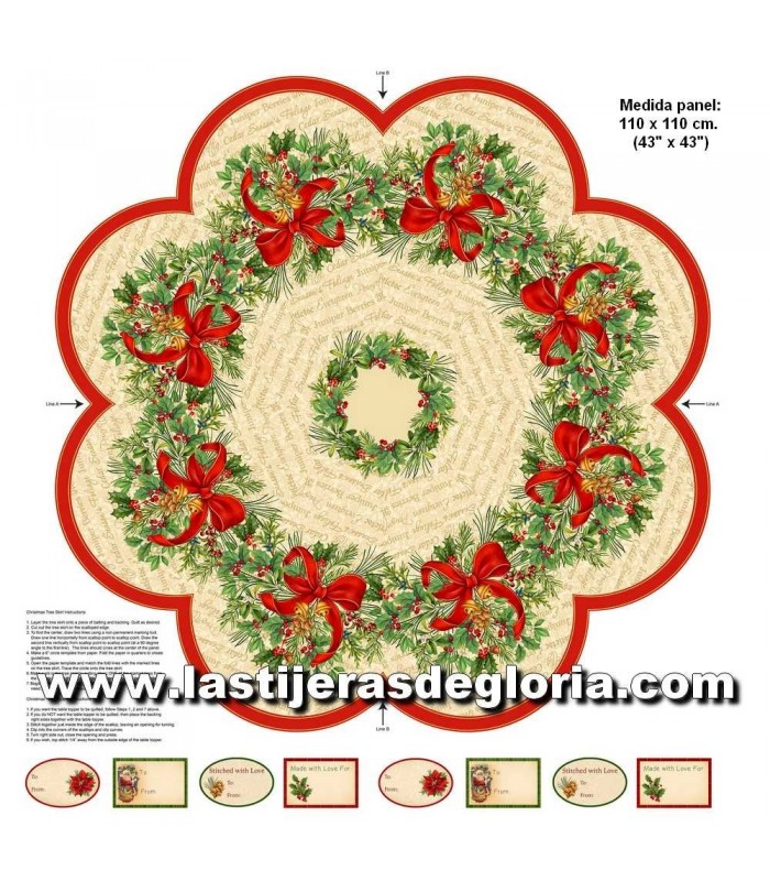 Paneles Panel 110 x 110 cm. faldón para árbol Navidad colección Old Time Christmas de Northcott
