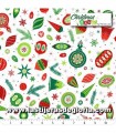 Tela adornos navideños sobre blanco Christmas Magic de Northcott