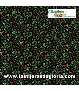 Telas patchwork de Navidad Tela ramas de Navidad sobre negro Christmas Magic de Northcott
