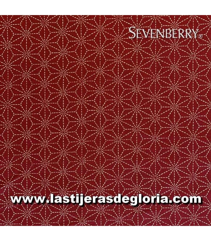 Basic Tela puntadas Sashiko sobre rojo Asanoha de Sevenberry Japan