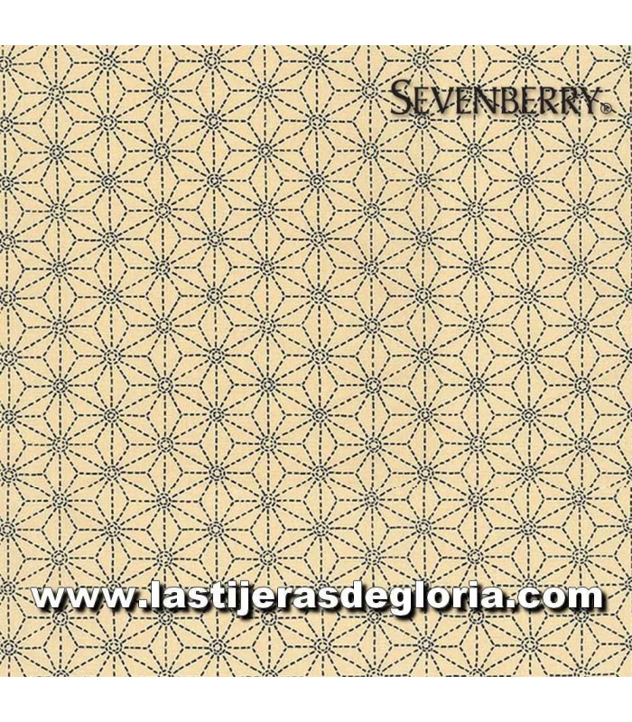 Basic Tela puntadas Sashiko sobre crema Asanoha de Sevenberry Japan