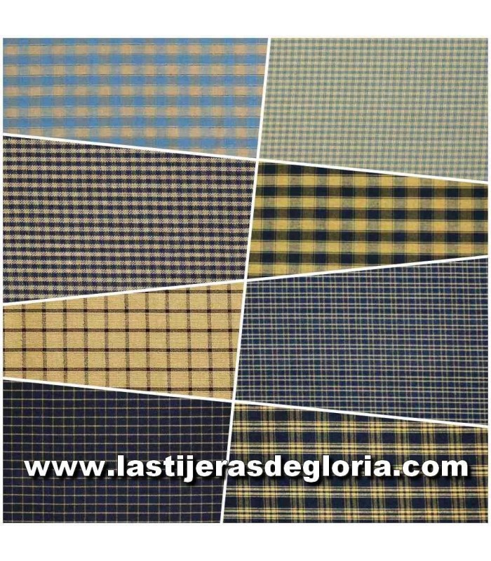 Precortados Set 8 Telas Country azules Precortadas Homespun Fabrics de Dunroven
