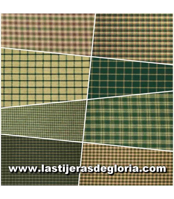 Precortados Set 8 Telas Country verdes Precortadas Homespun Fabrics de Dunroven