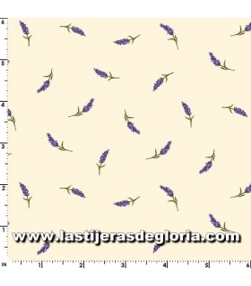 Estampados Tela brotes lavanda sobrre crema Lavender Sachet de Maywood Studio