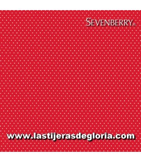Basic Tela topos mini sobre rojo Petite Basics de Sevenberry Japan