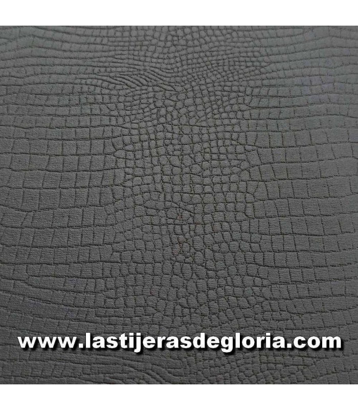 Telas Especiales Polipiel fina color gris efecto cocodrilo ancho 140 cm.