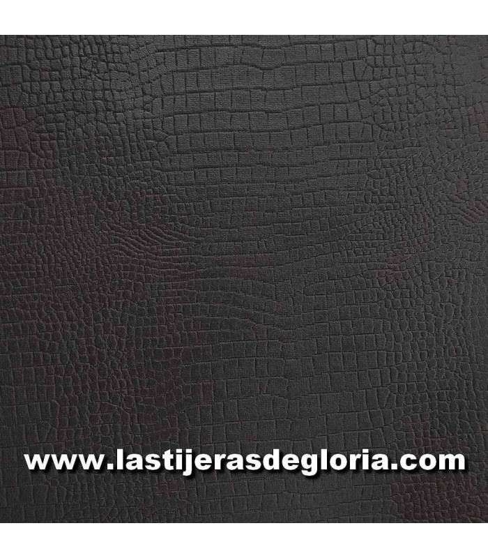 Telas Especiales Polipiel fina color marrón oscuro efecto cocodrilo ancho 140 cm.