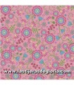 SÓLO 75 CM. EN STOCK - Tela jardín floral sobre rosa Flower and Vine de Monique Jacobs para Maywood Studio