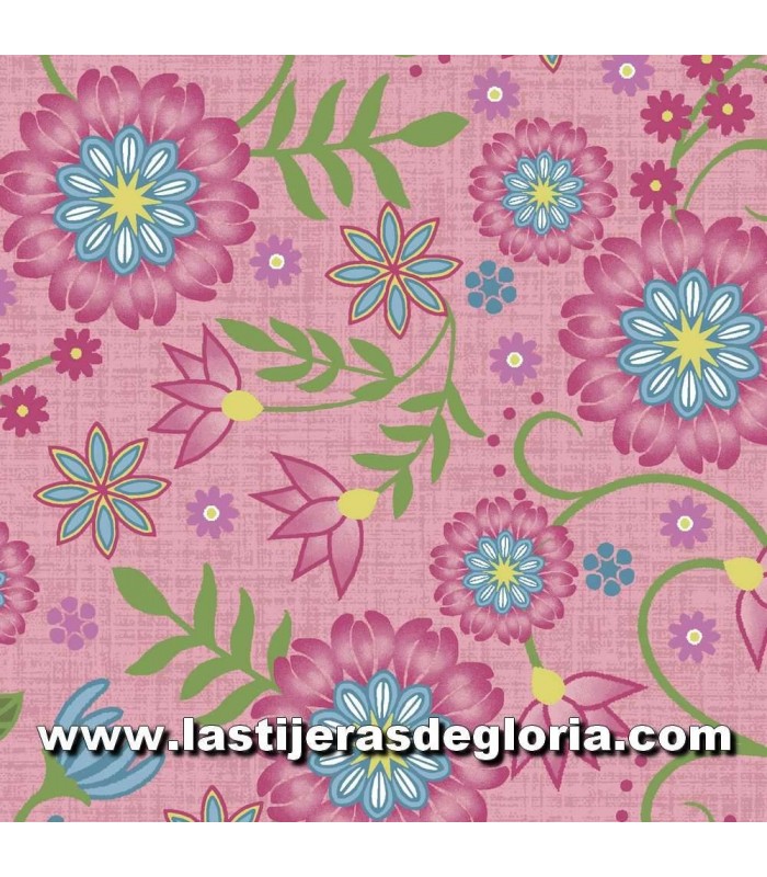 Estampados Tela jardín floral sobre rosa Flower and Vine de Monique Jacobs para Maywood Studio