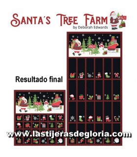 Panel Calendario Adviento adornos navideños sobre negro y rojo Santa's Tree Farm de Northcott