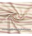 Tela de loneta estampada algodón rayas gruesas rosa ancho 140 cm.