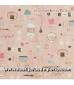 Tela japonesa motivos costura sobre rosa Chocolate Box Collection