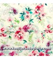 Tela trasera 270 cm. floral rosa y turquesa sobre blanco Lauren de PB Textiles