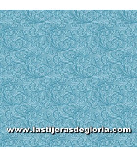 Tela ramas en scroll azul colección Camellia de Benartex