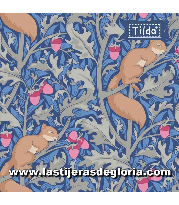 Tela sueños ardillas azul Tilda Hibernation Squireldreams Blue