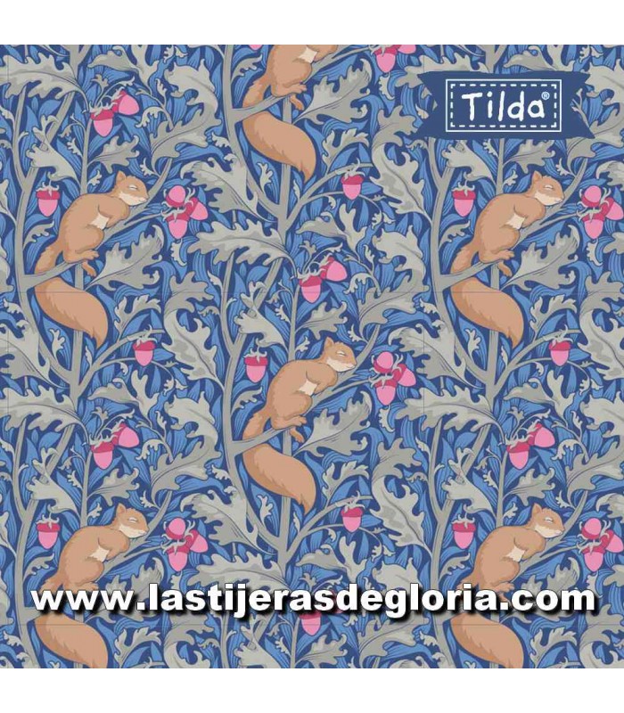 Tela sueños ardillas azul Tilda Hibernation Squireldreams Blue