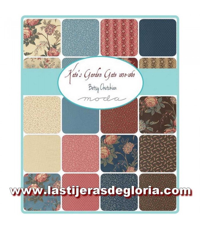 Precortado Layer Cake 42 telas 10 x 10" colección KATES GARDEN GATE de Moda Fabrics