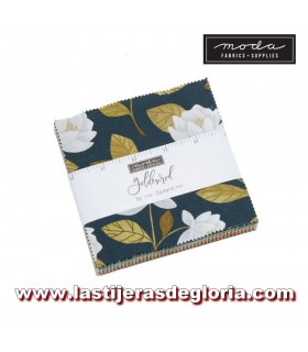 Precortado Charm Pack 42 telas 5 x 5" colección GOLDENROD de Moda Fabrics