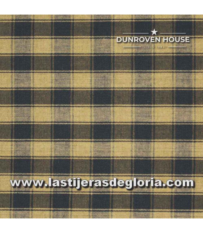 Tela Country cuadros camel y marino Homespun Fabric de Dunroven House