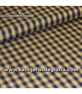Tela Country cuadros camel y marino Homespun Fabric de Dunroven House