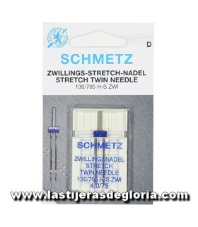 Aguja gemela SCHMETZ Stretch Twin 4.0/75 para tejidos elásticos