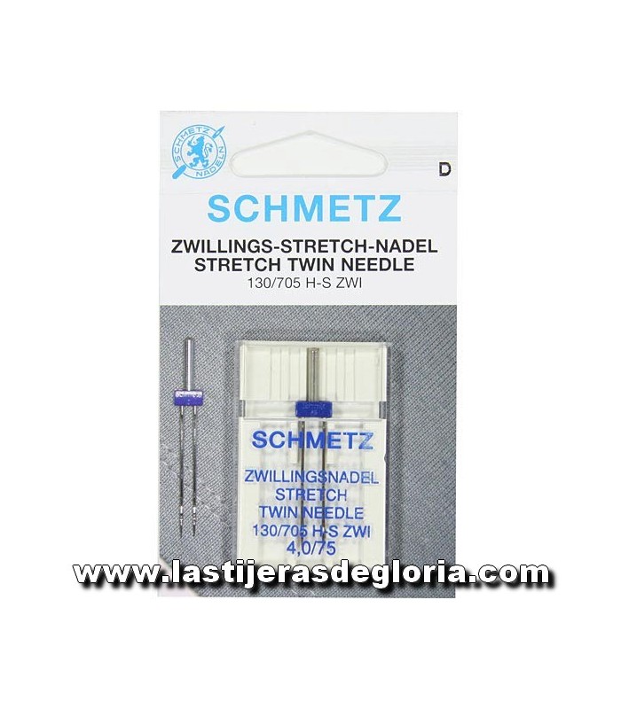 Aguja gemela SCHMETZ Stretch Twin 4.0/75 para tejidos elásticos