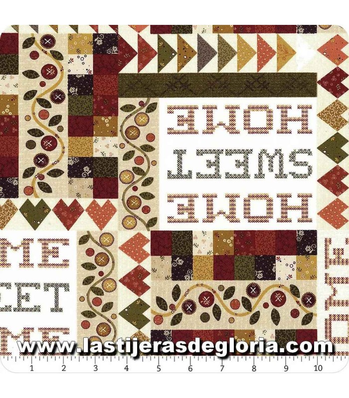 Tela bloques patchwork multi Home Sweet Home de Henry Glass