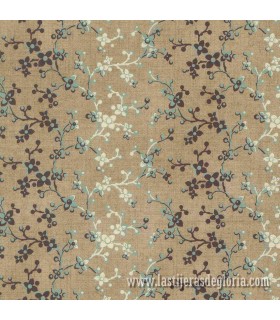 Tela secuencia flores tostado aqua Lydias Lace de Moda Fabrics