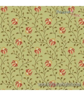 Tela lirios verde lily light olive Beyond Time de EQP Textiles