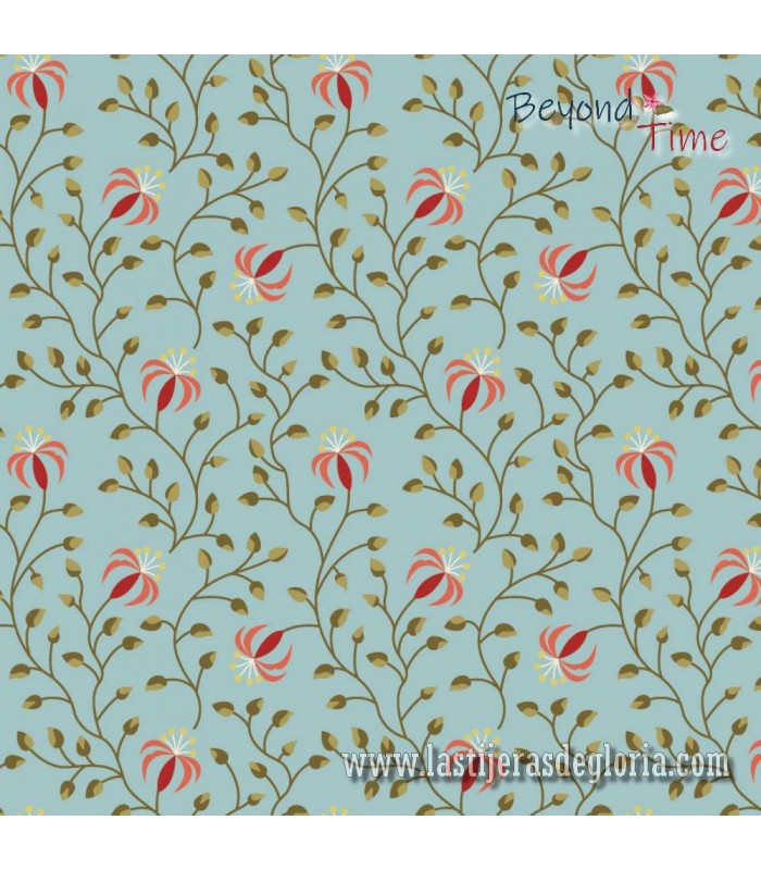 Tela lirios azul lily powder blue Beyond Time de EQP Textiles