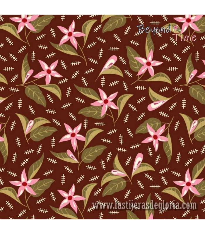 Tela jazmines grosella jasmine black currant Beyond Time de EQP Textiles