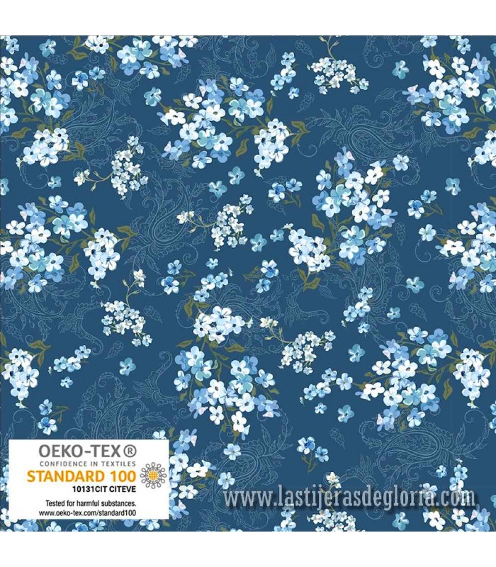 Tela flores azul oscuro Petite Meadows de Stof Fabrics