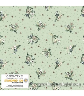 Tela flores y topos verde agua Petite Meadows de Stof Fabrics