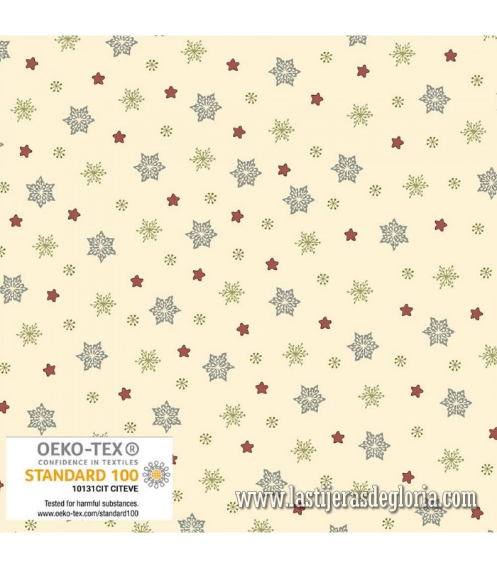 Tela Navidad estrellas sobre crema Snow is Falling de Stof Fabrics