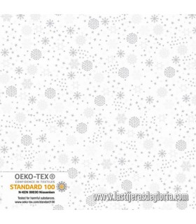 Tela Navidad estrellas plateadas sobre blanco We Love Christmas de Stof Fabrics