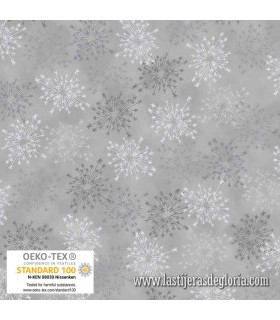 Tela Navidad destellos metálicos sobre gris We Love Christmas de Stof Fabrics