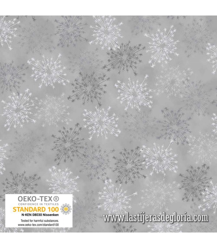 Tela Navidad destellos metálicos sobre gris We Love Christmas de Stof Fabrics