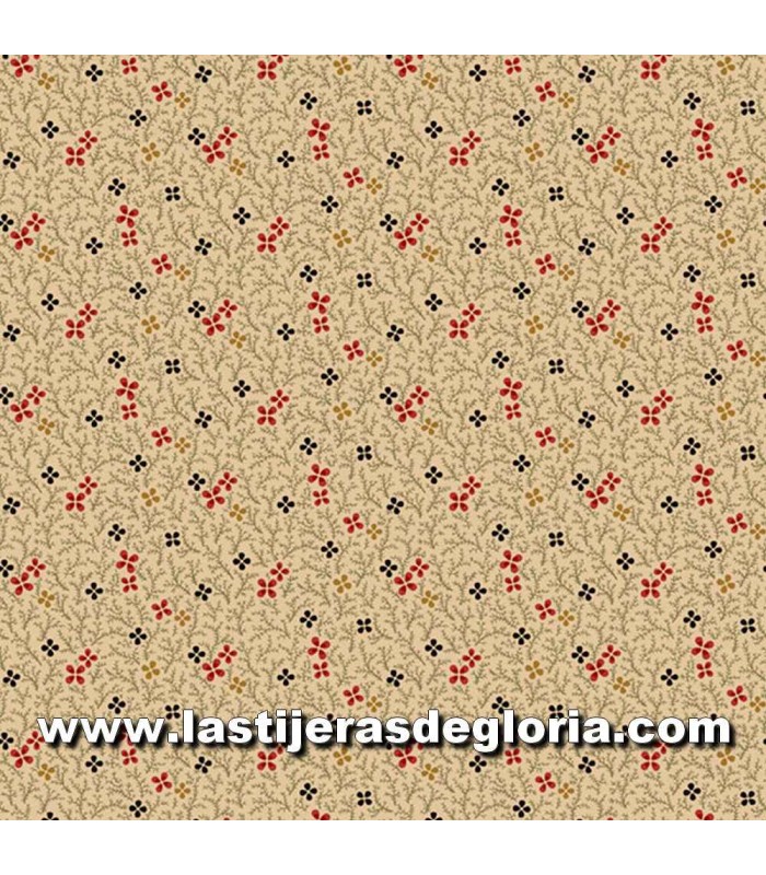 Tela ramas y flores crema tostado Butternut and Peppercorn II de Marcus Fabrics