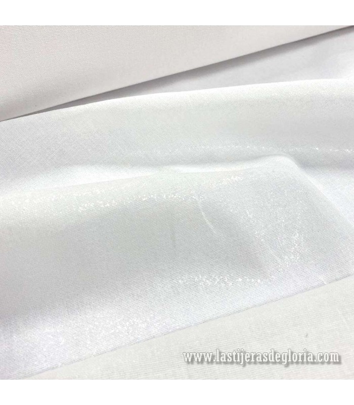 Entretela tejida termoadhesiva blanca de algodón ancho 80 cm.