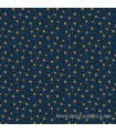 Tela flores y puntos en espiral sobre azul Indigo Cheddar II de Makower