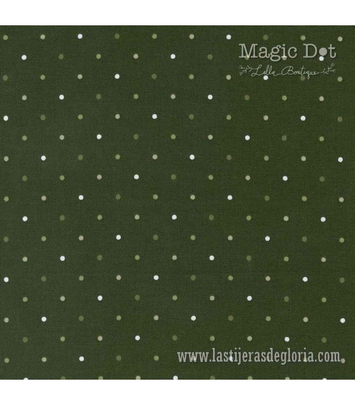 Tela topos sobre marrón bosque Forest Magic Dot de Lella Boutique para Moda Fabrics