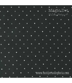 Tela topos sobre carbón Charcoal Magic Dot de Lella Boutique para Moda Fabrics