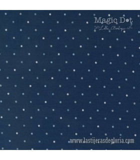 Tela topos sobre azul medianoche Midnight Magic Dot de Lella Boutique para Moda Fabrics