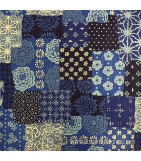 Tela japonesa bloques patch azules Garden Harmony de Sevenberry