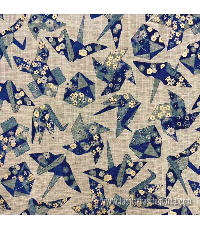 Tela japonesa origami azul Garden Harmony de Sevenberry