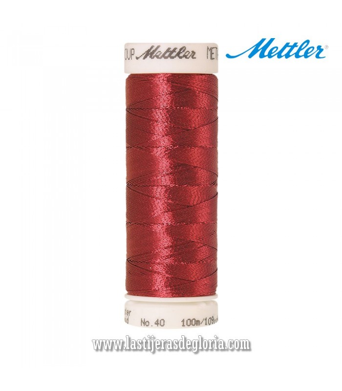 Hilo metalizado rojo rubí para coser y bordar Mettler Metallic