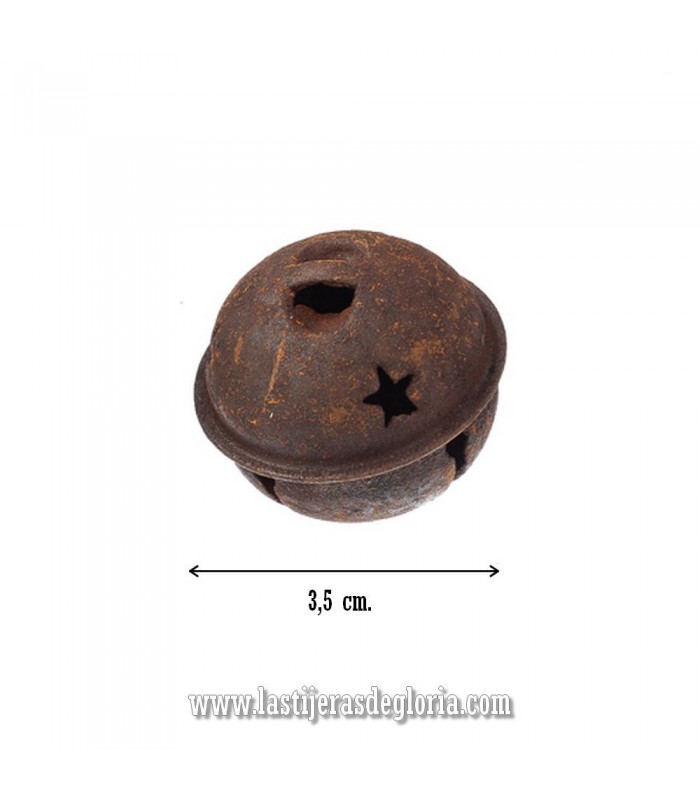 Cascabel oxidado rústico decorativo de 3,5 cm.