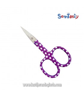 Tijeras para bordar polka dots violeta 93 mm. Sew Tasty