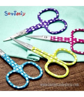 Tijeras para bordar polka dots colores vivos 93 mm. Sew Tasty