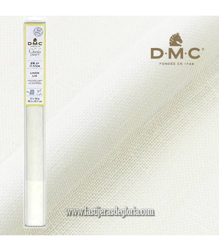 Tela de lino para bordar 11 hilos/cm 28 CT pieza de 38.1 x 45.7 cm. de DMC